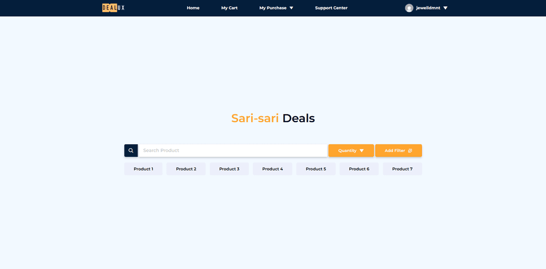 Screenshot of the Dealux project: A web app for seamless product comparison, filtering, ranking, and direct purchasing across platforms.